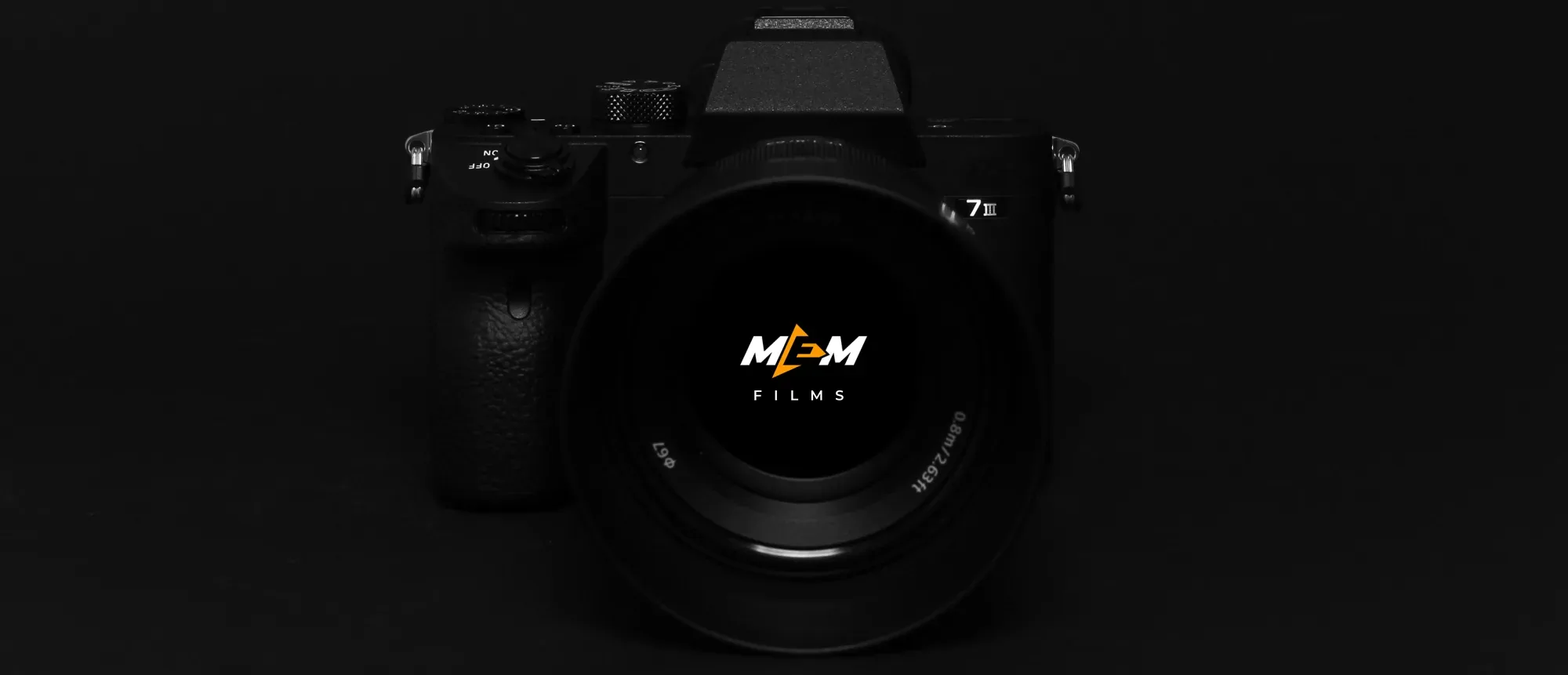 Sony A7 III mirrorless camera with the MEM Films logo reflected in its lens, contractor video production in St. Louis, MO